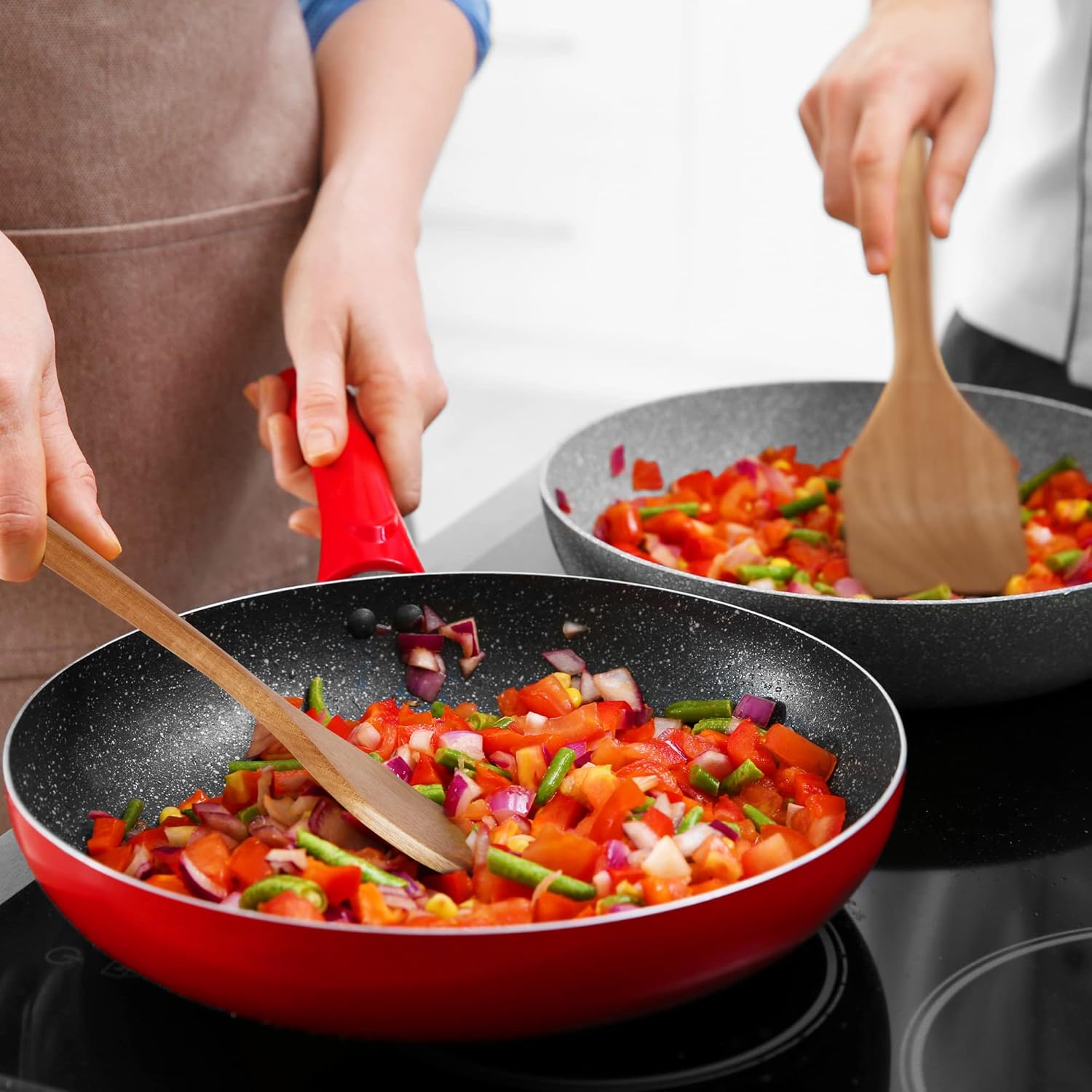 Acacia Wooden Spoons for Cooking: 5-Piece Kitchen & Cooking Utensils Set - Wooden Spatula, Slotted