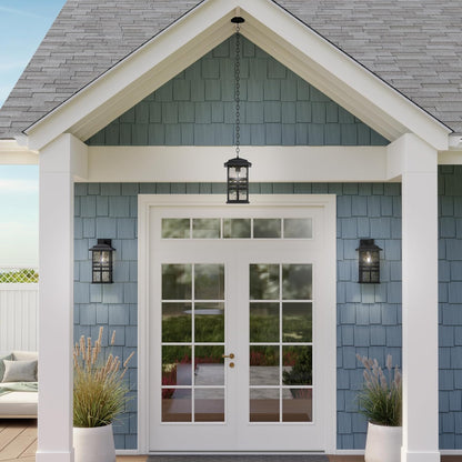 KICHLER Beacon Square 17.25" 1-Light Outdoor Wall Light with Clear Hammered Glass in Textured