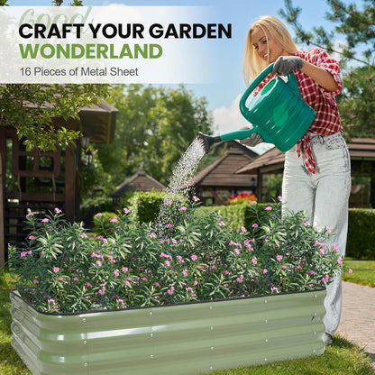 G GOOD GAIN 4-in-1 Adjustable Raised Garden Bed Kit | Galvanized Planter Boxes for Vegetables