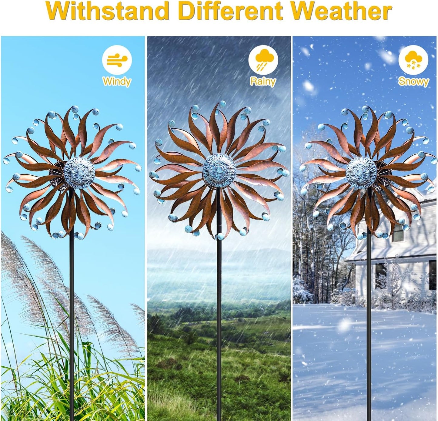 LimeHill Metal Wind Spinner for Garden and Yard - Kinetic Wind Spinners Outdoor Large (24 x 84