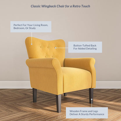 BELLEZE Modern Accent Chair, High Back Armchair, Upholstered Wingback Side Chair, Padded Single