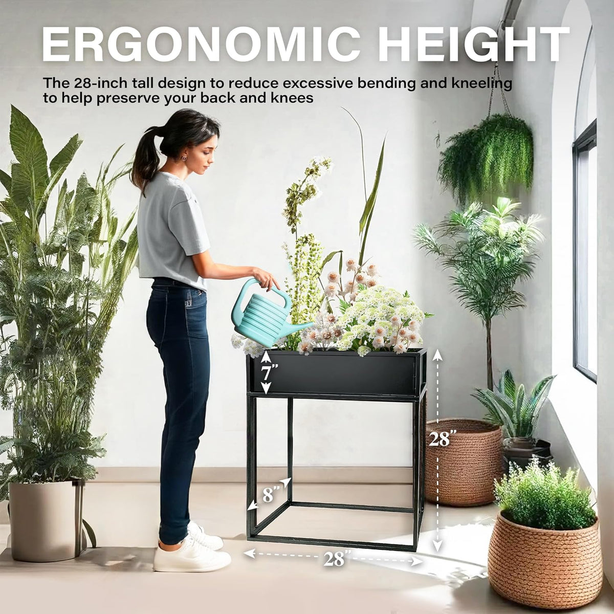 Cocoyard Elevated Planter Box - 28 Inch Durable Raised Garden Bed for Herbs and Flowers - Stylish
