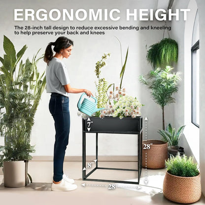 Cocoyard Elevated Planter Box - 28 Inch Durable Raised Garden Bed for Herbs and Flowers - Stylish