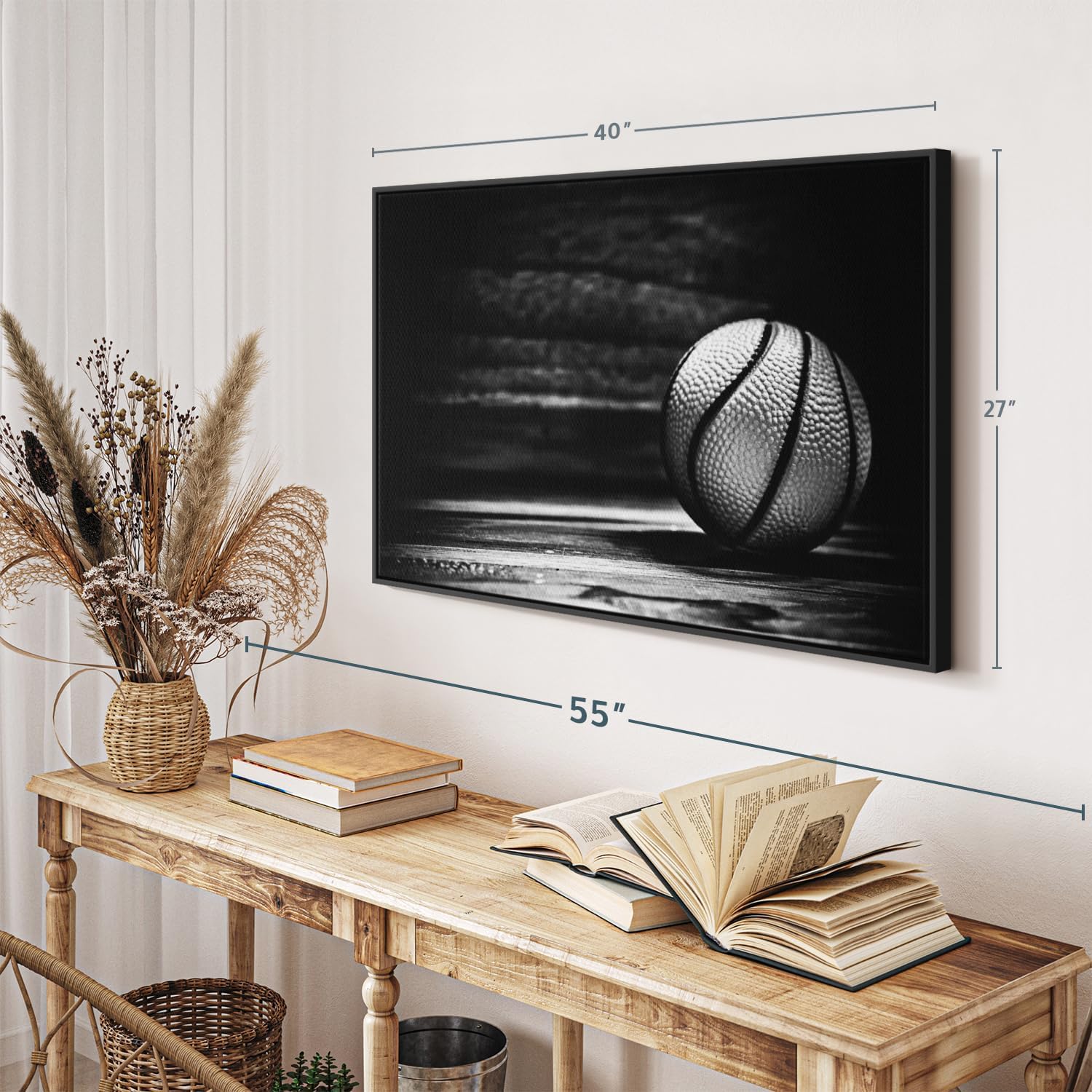 ElephantStock Basketball Wall Art - Horizontal Framed Canvas - 1-Piece Hallway Wall Decor