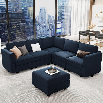 Belffin Modular Sectional Sofa with Storage Seats Velvet L Shaped Corner Couch Convertible