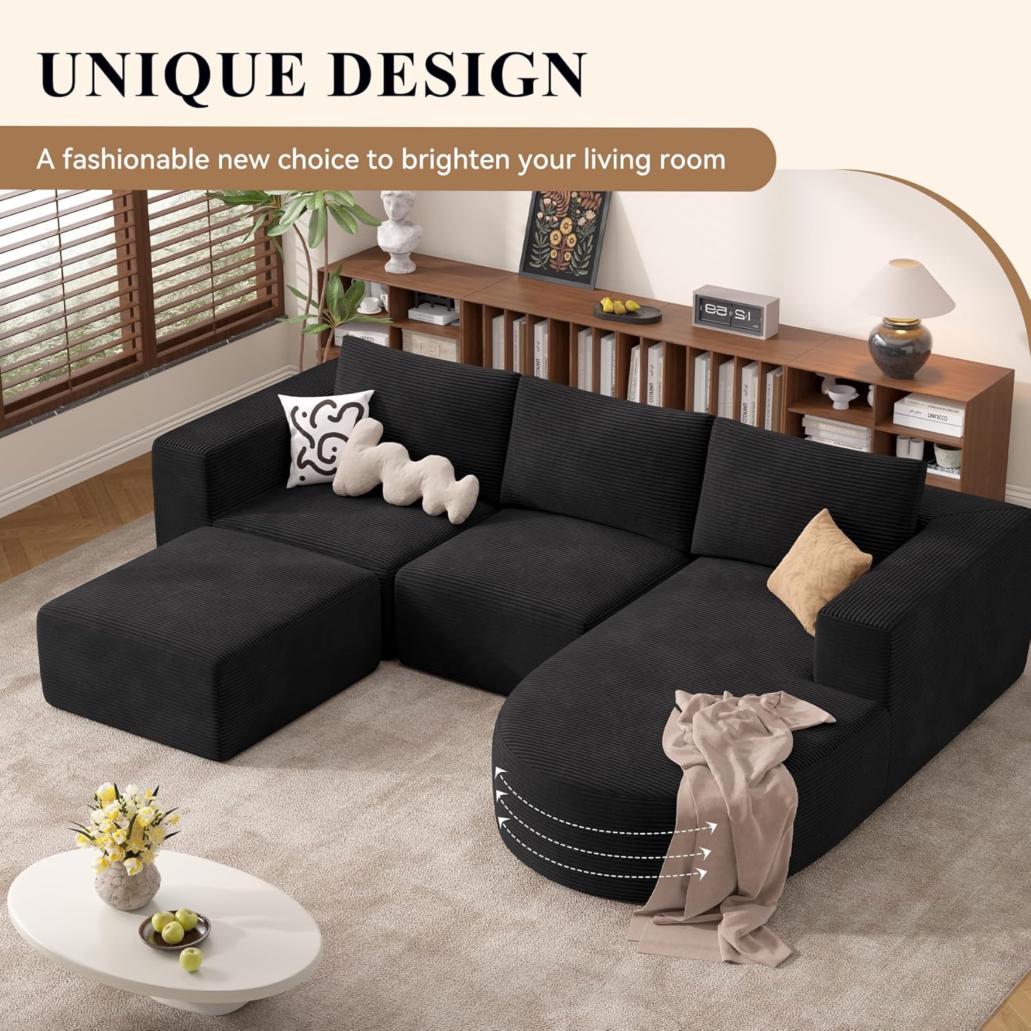Modular Sectional Sofa with L-Shape Chaise,Cloud Sectional Modern Sleeper Couch with Deep