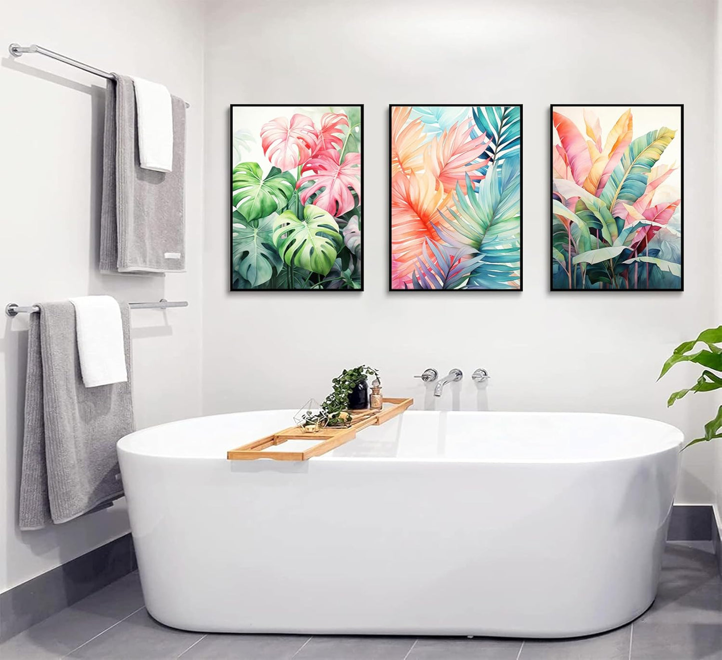 3pcs Tropical Botanical Canvas Wall Art Monstera Leaves Posters Botanical Prints Bohemian style