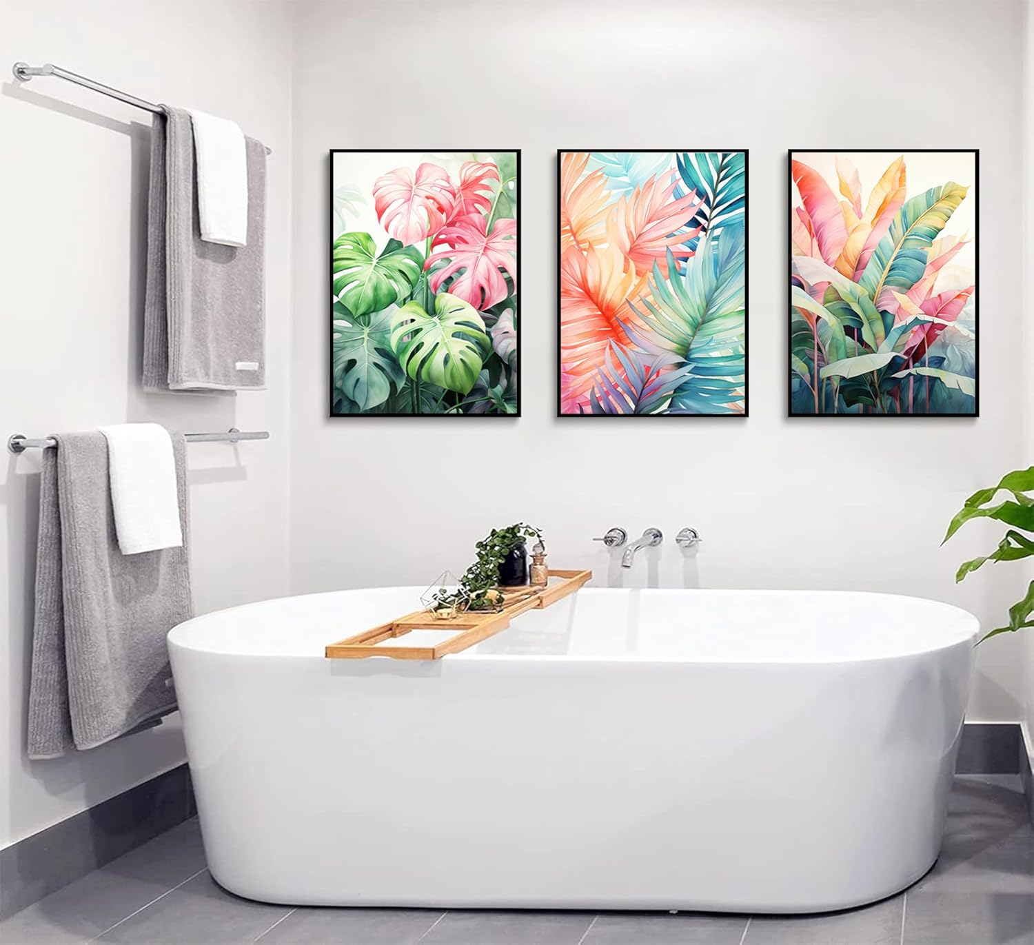 3pcs Tropical Botanical Canvas Wall Art Monstera Leaves Posters Botanical Prints Bohemian style