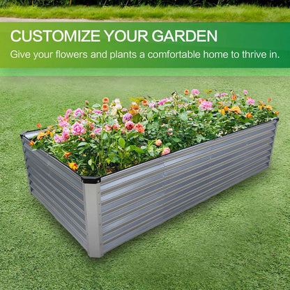 GARDMAX 8x4x2FT Galvanized Raised Garden Bed Kit, Metal Planter Boxes Outdoor with Easy Assembly
