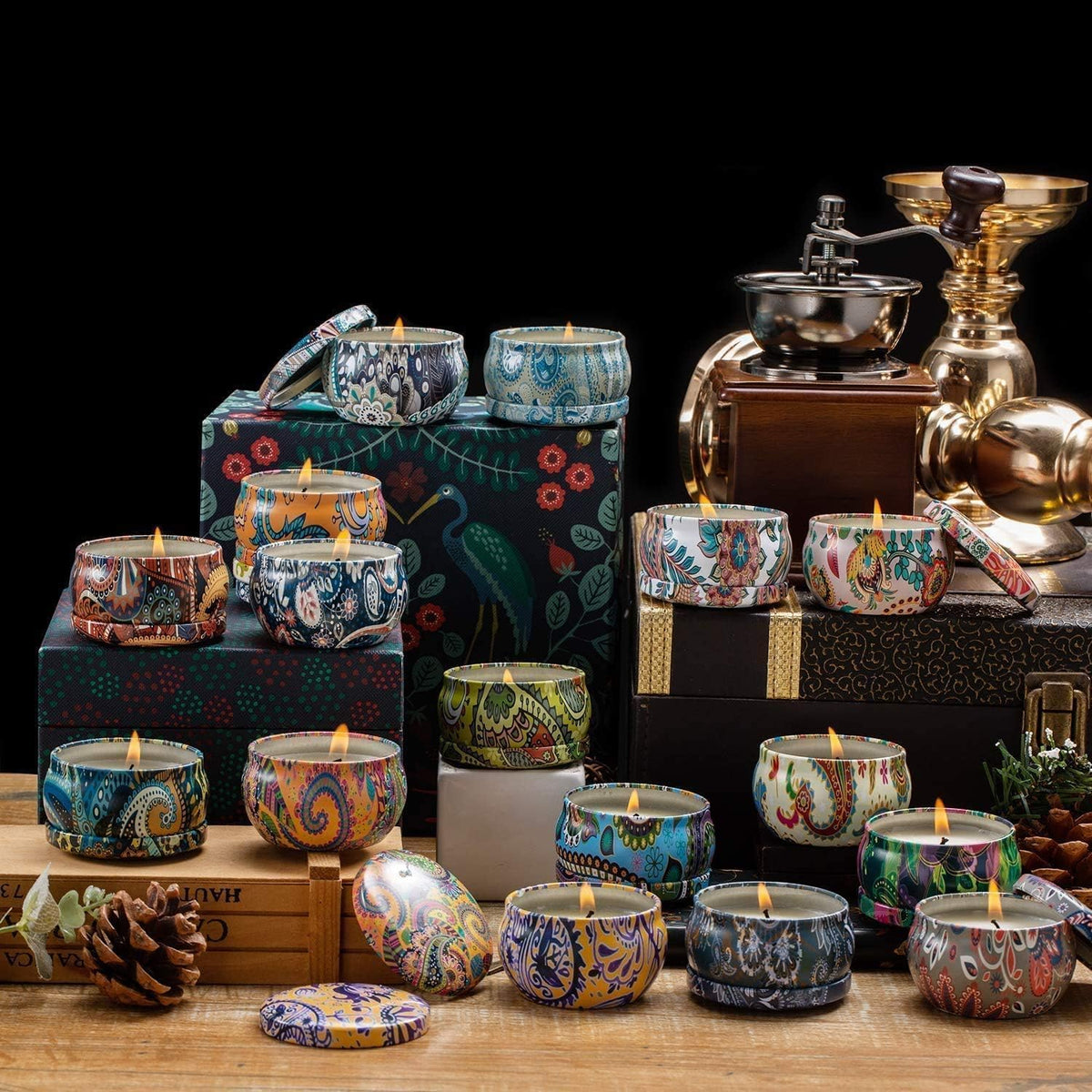 Scented Candles Gift Set, Natural Soy Wax Portable Travel Tin with Strongly Fragrance Essential