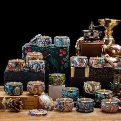 Scented Candles Gift Set, Natural Soy Wax Portable Travel Tin with Strongly Fragrance Essential
