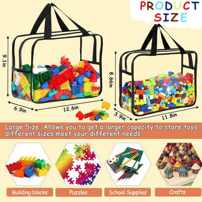 6 Packs Large Toy Storage Bags with Labels, Reusable Clear PVC Board Game Storage, Travel