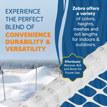 ZEBRO 4' x 100' White Plastic Garden Fence Roll – Light Duty Mesh Fencing for Temporary Fence