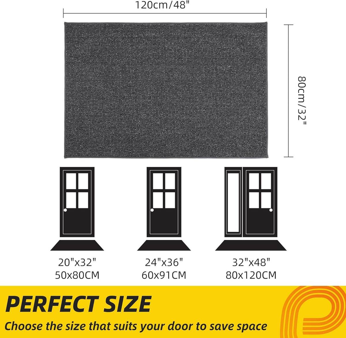 JSEI Dirt Trapper Door Mat 32"x48" Non-Slip Washable Entrance Mat, Dog Doormats, Absorbent &