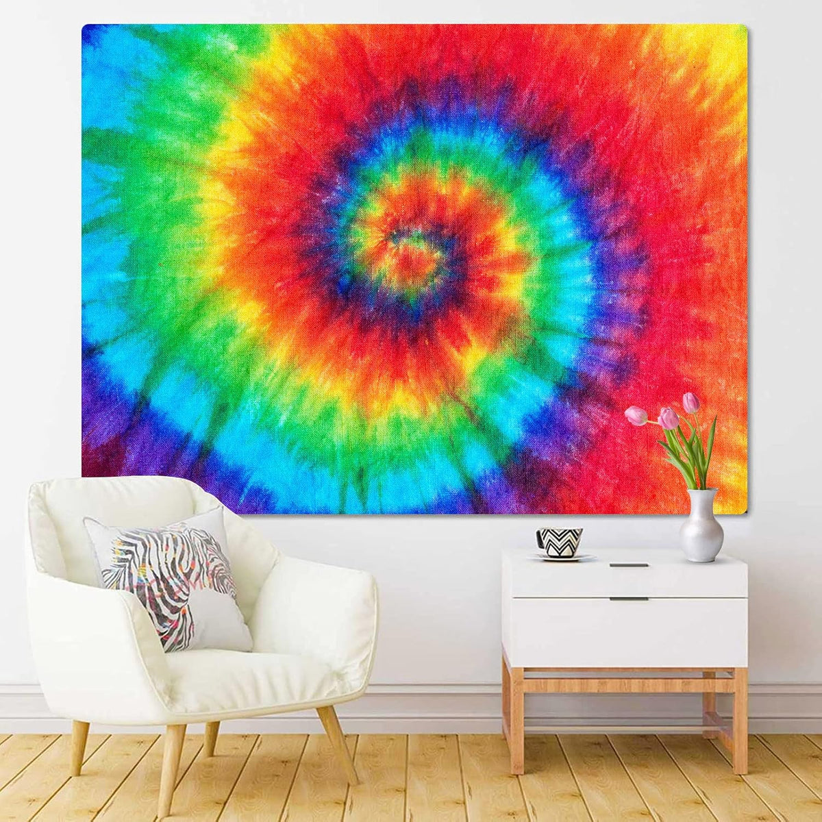 Emvency Tapestry Colorful Rainbow Spiral Tie Dye Pattern Color Dyed Batik Home Decor Wall Hanging