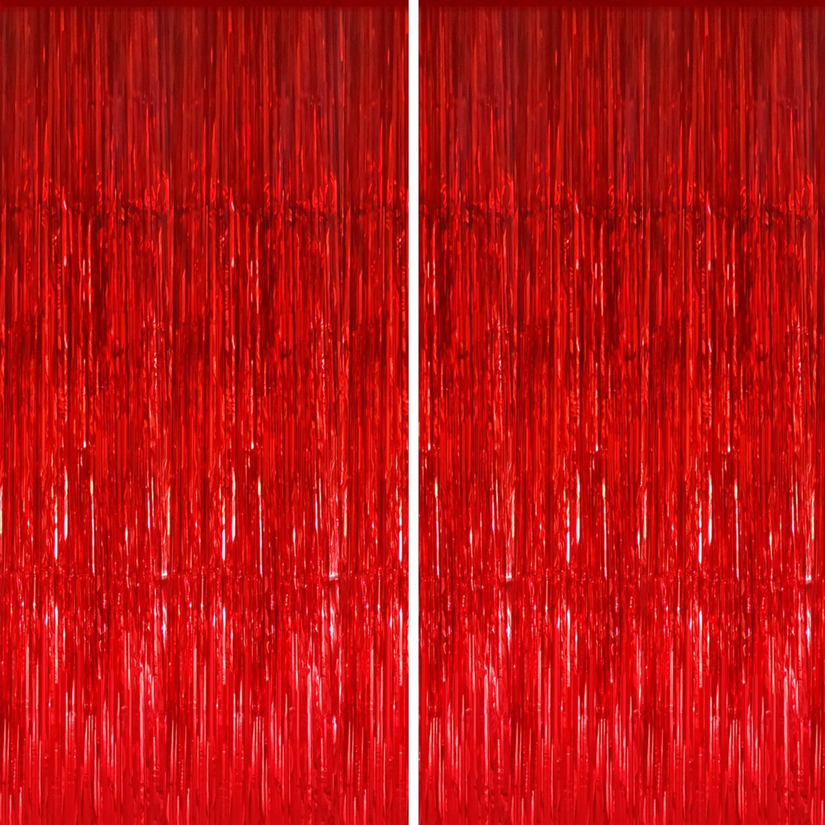 GOER 6.4 ft x 8.2 ft Metallic Tinsel Foil Fringe Curtains,Pack of 2 Party Streamer Backdrop for