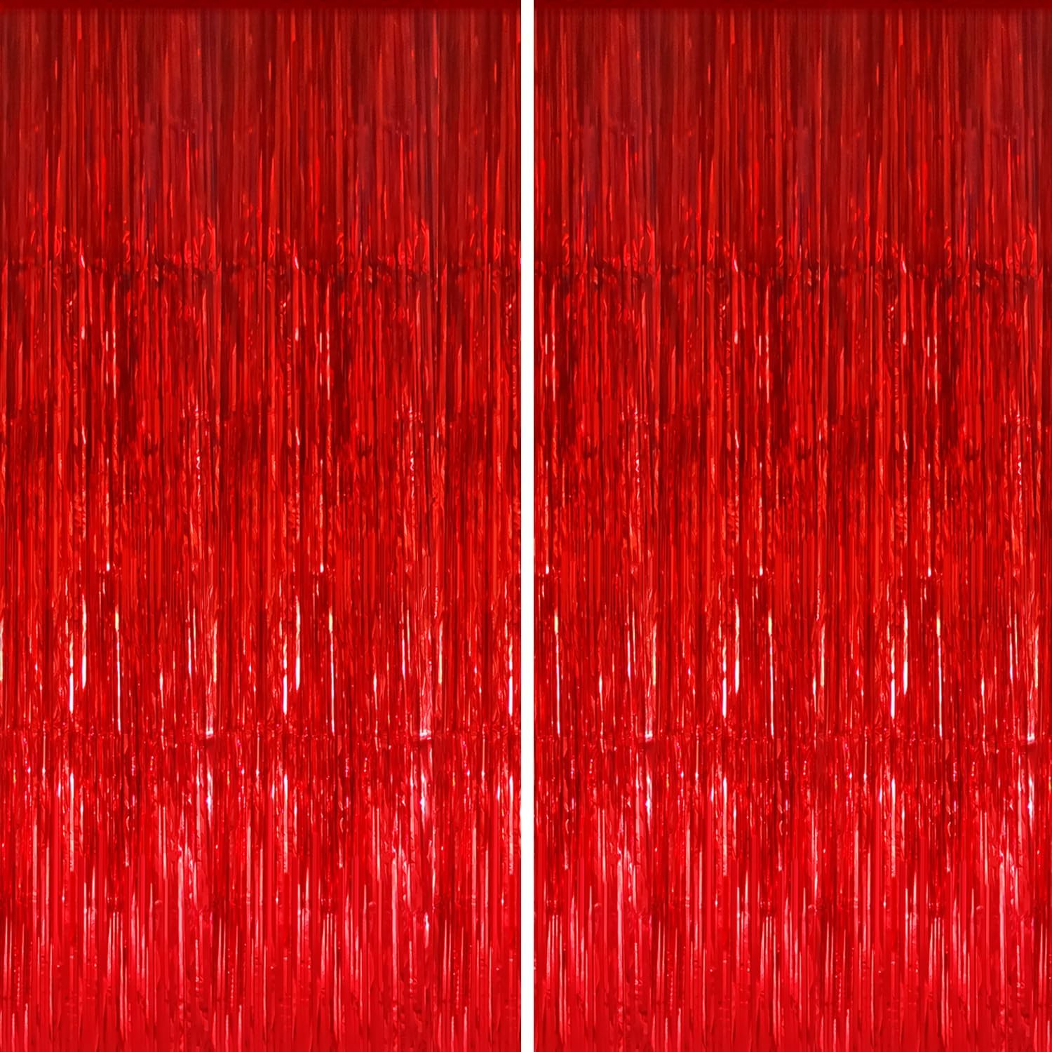 GOER 6.4 ft x 8.2 ft Metallic Tinsel Foil Fringe Curtains,Pack of 2 Party Streamer Backdrop for