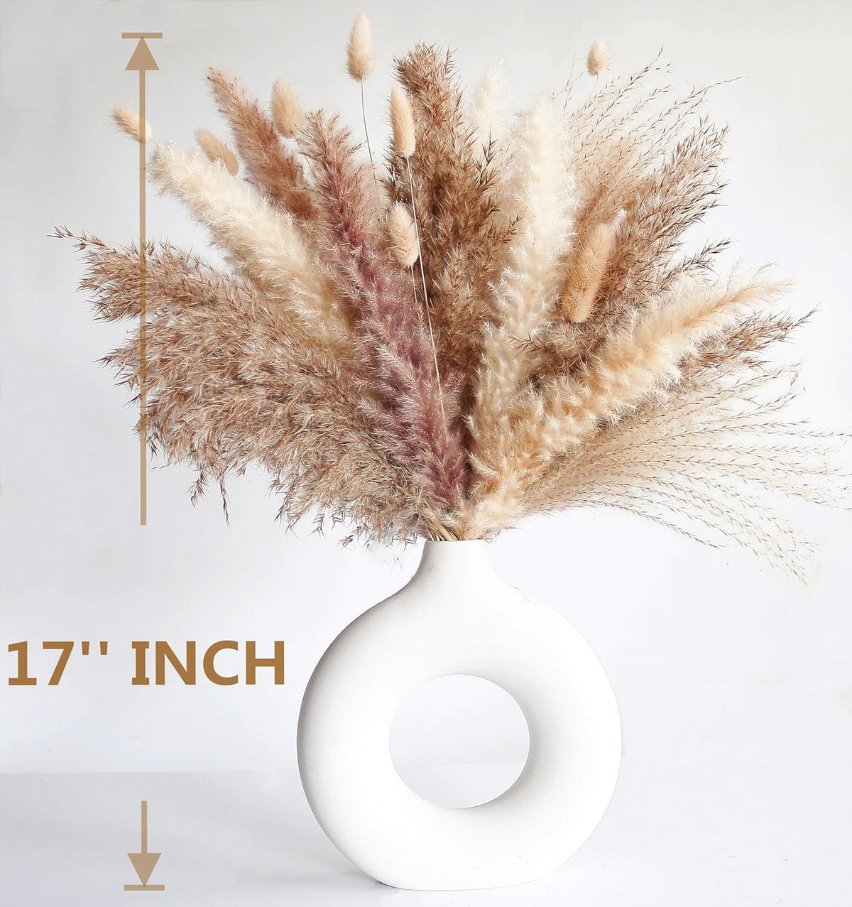 Dried Pampas Grass Decor, 128PCS Pampas Grass with Bunny Tails Dried Flowers, Reed Grass Bouquet