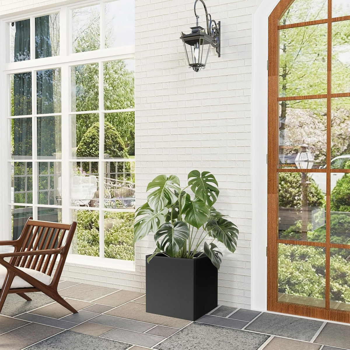 Tall Metal Cube Planter for Outdoor Plants 20" L x 20" W x 20" H, Heavy Duty Steel Rectangular