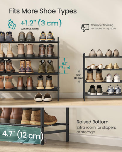 SONGMICS Metal Shoe Rack, Free Standing Shoe Organizer for Entryway Closet Garage Small Spaces