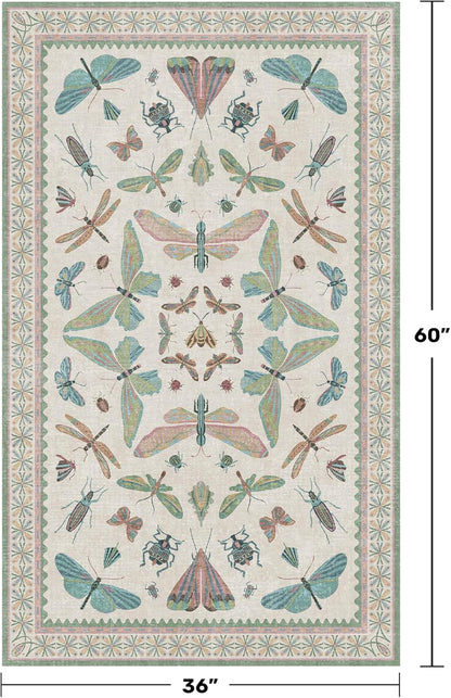 Washable Sage Green Large Entryway Rug, 3x5 Area Rugs for Laundry Room, Kitchen, Bedroom, Dorm