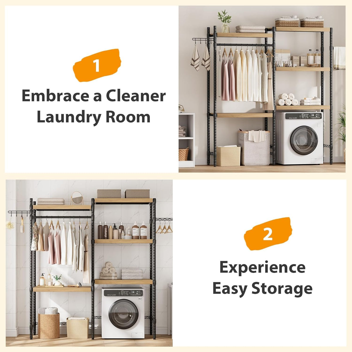 Double Row Over Washer and Dryer Storage Shelves, Laundry Room Organization and Storage, Heavy Duty