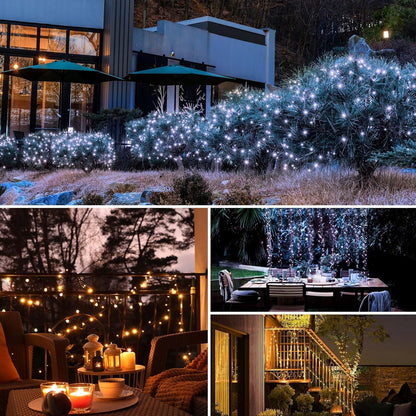4 Pack Solar String Lights Outdoor - 320LED 132FT Solar Fairy Lights Outside Waterproof 8 Modes