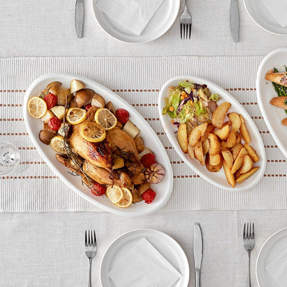 DOWAN Large Serving Platter, 16"/14"/12" Oval Platters Oven Safe, White Serving Plates for Wedding