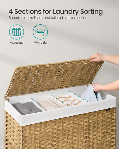 SONGMICS Laundry Hamper with Lid, 55.4 Gallons (210 L), Rolling Laundry Basket with Wheels