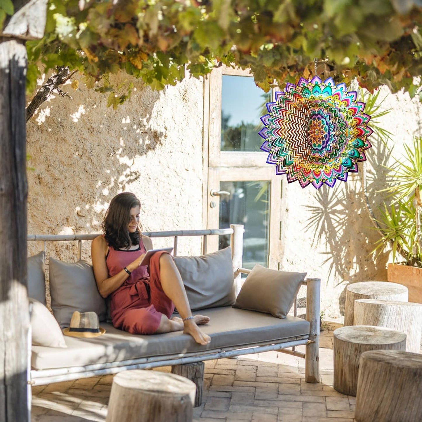 Wind Spinners Outdoor Mandala Lucky Clover,Wind Spinner Lucky Gifts for