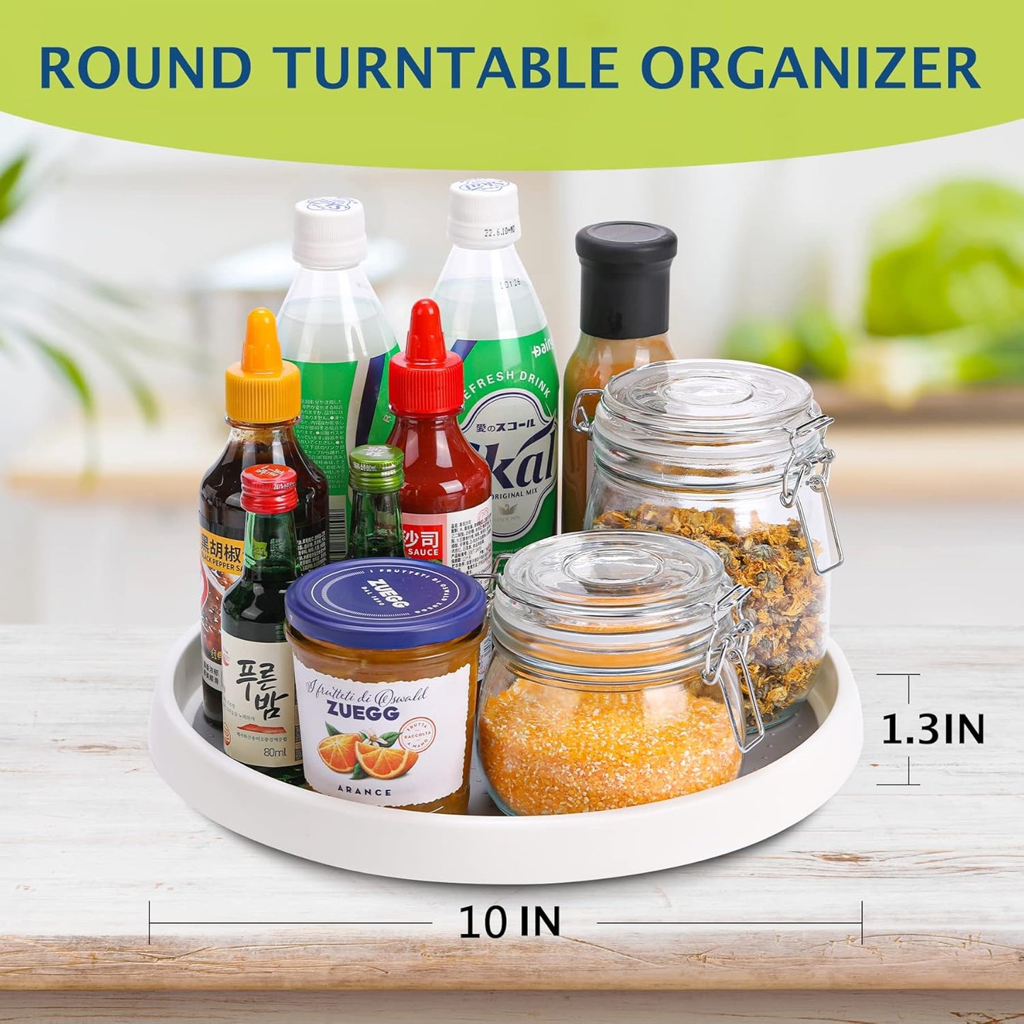 Lazy Susan Turntable, Set of 4, 10 Inch Non-Skid Lazy Susan Organizer for Cabinet, Pantry