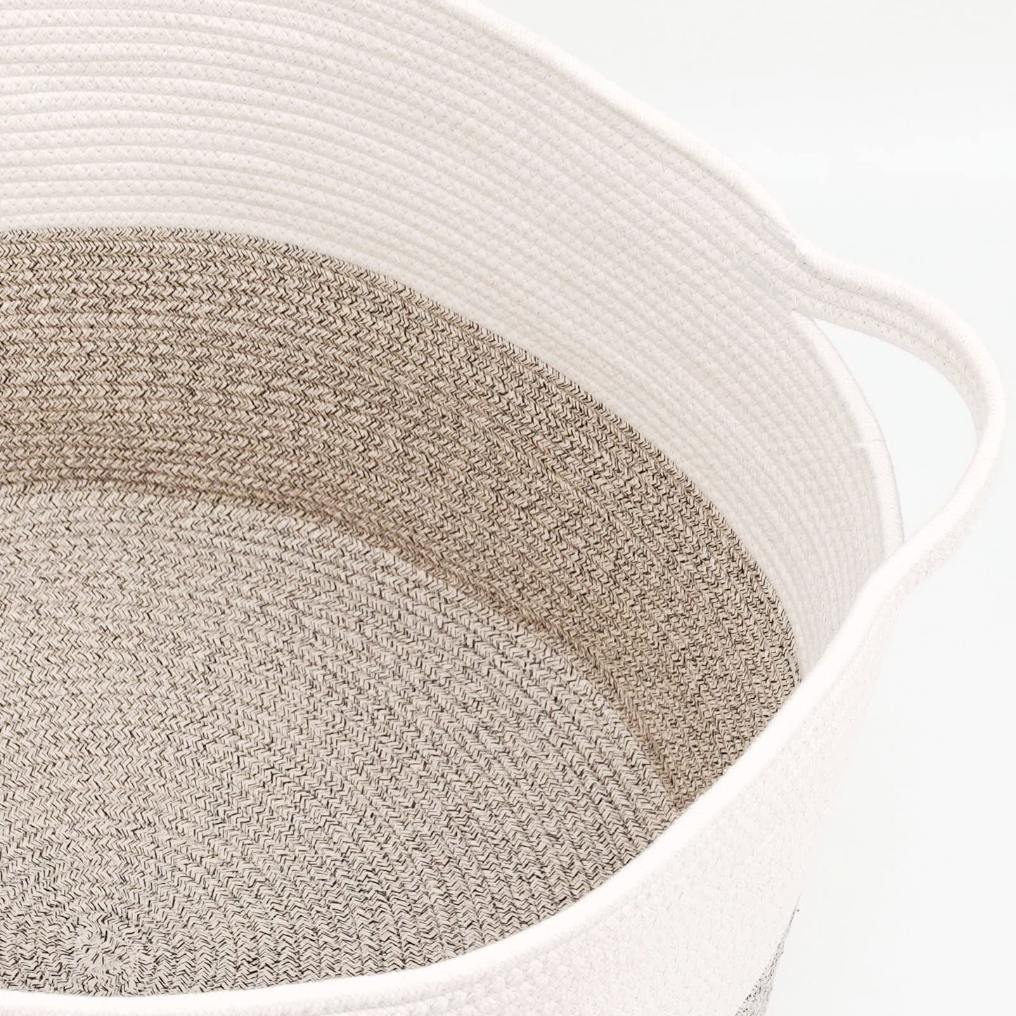 Casaphoria XXL Cotton Rope Basket - 21.7" x 21.7" x 13.8" Woven Laundry Hamper with Handle