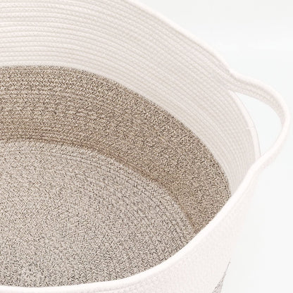 Casaphoria XXL Cotton Rope Basket - 21.7" x 21.7" x 13.8" Woven Laundry Hamper with Handle