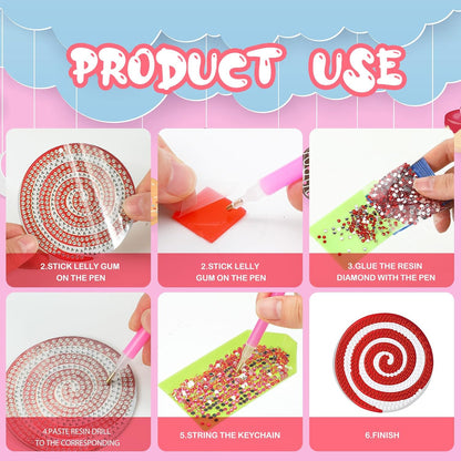 Tondiamo 20 Pcs Christmas Diamond Painting Keychain Kits 5D DIY Diamond Art Pendants Double Sided