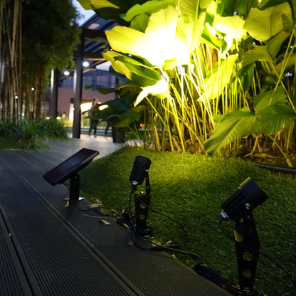 MINI 50X Twin Solar-Powered Cast Aluminium Warm White LED Spotlight 60-100 Lumen Per Light Fixture