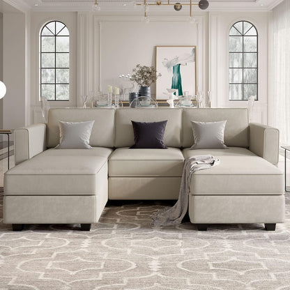 Belffin Modular Sectional Sofa with Double Chaise Velvet U Shaped Sofa Reversible Sectional Couch