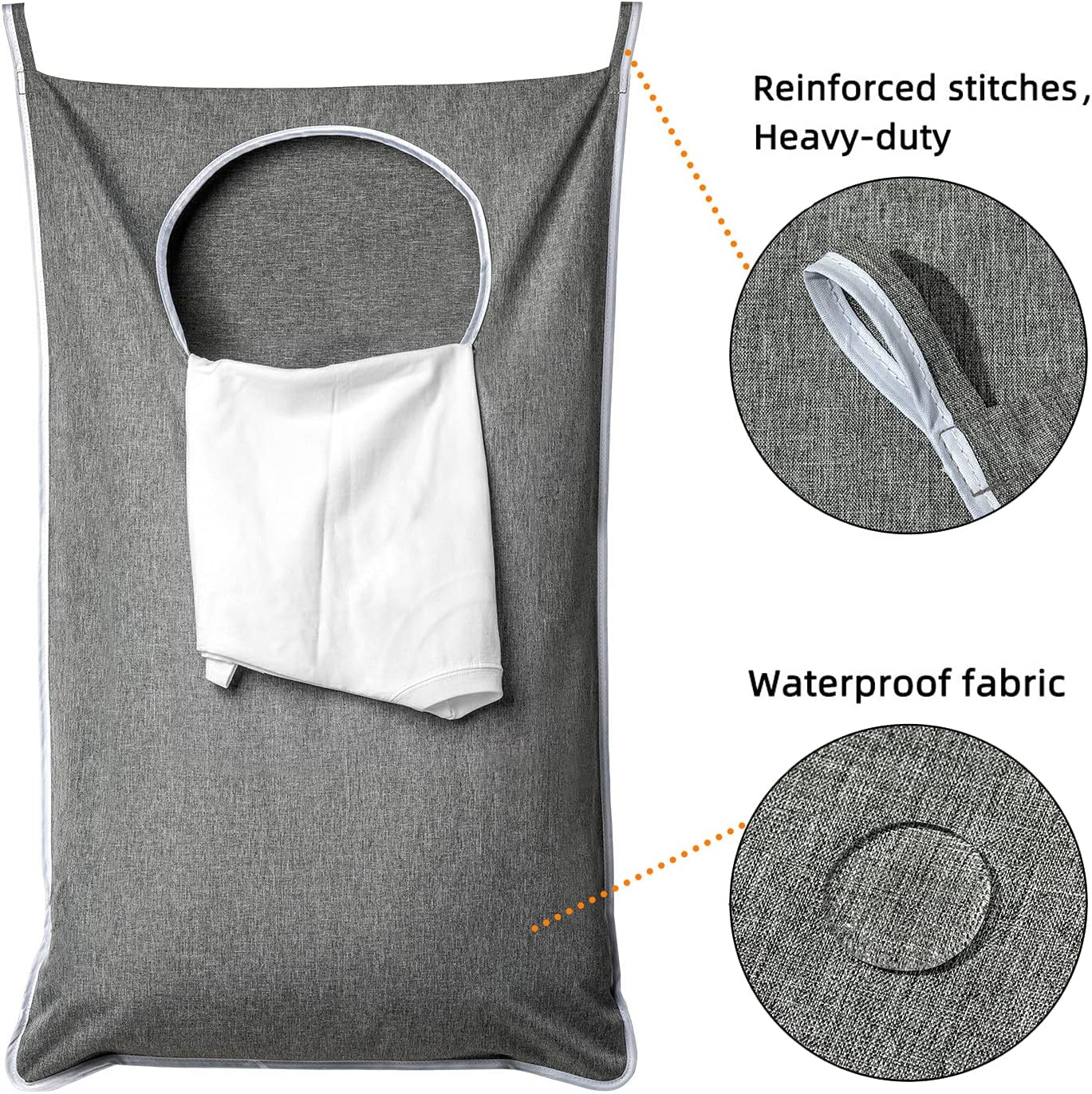 XL Hanging Laundry Hamper, Extra Large Tear-resistance Door Hamper with 2 Types Hooks for Dirty