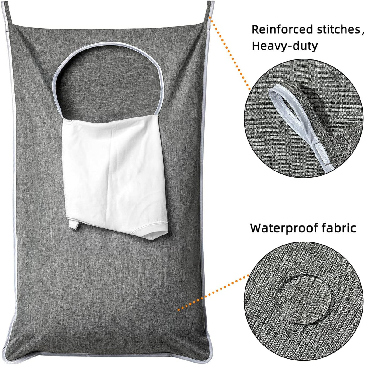XL Hanging Laundry Hamper, Extra Large Tear-resistance Door Hamper with 2 Types Hooks for Dirty