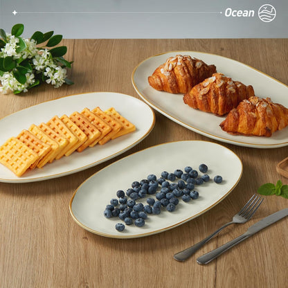 famiware Serving Platter, Oval 15.59/14.3/12.9inch Serving Dishes for Entertaining, Serving Bowls