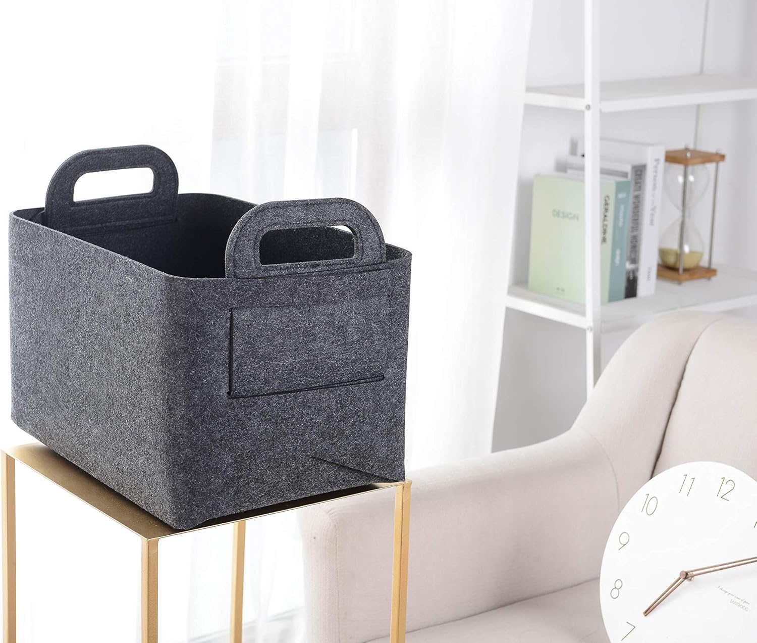 Minoisome Storage Basket Felt Storage Bin Collapsible& Convenient Box Organizer with Carry Handles