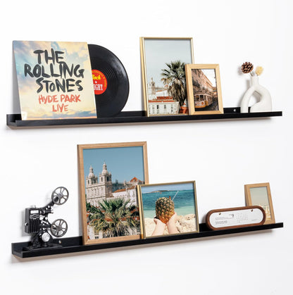 Fun Memories Picture Ledge Shelf, 48 Inch Floating Shelves Set of 2, Large Nursery Book Shelves for