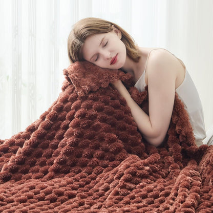 NEWCOSPLAY Super Soft Throw Blanket Coffee Premium Silky Flannel Fleece 3D Clouds Stylish Jacquard