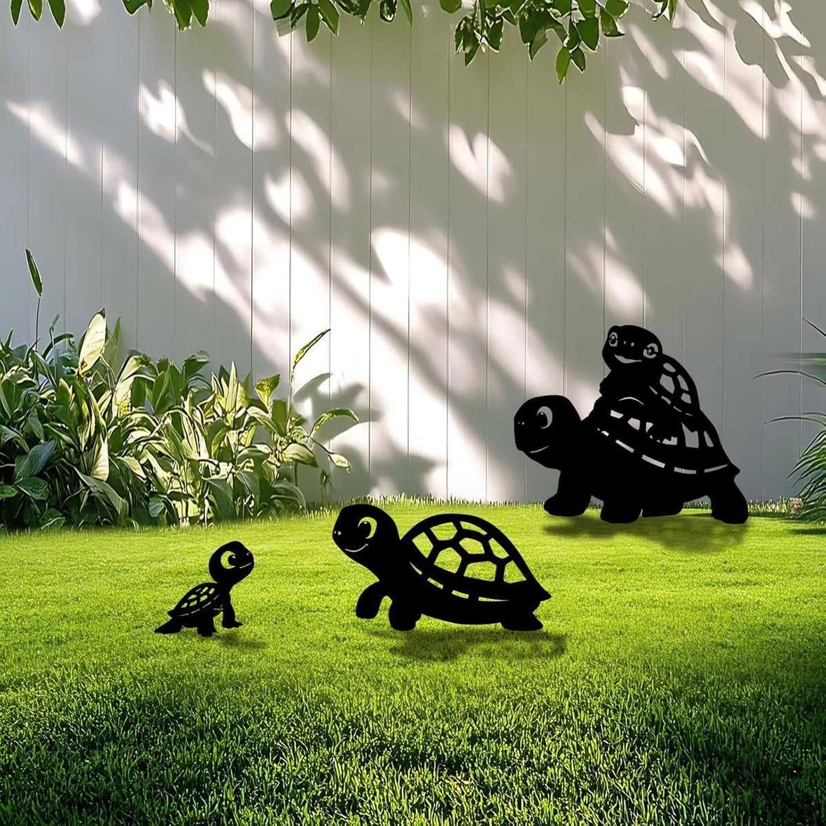 3 Pack Turtle Metal Garden Decorative Stakes, Weather Proof Silhouette Statues for Yard