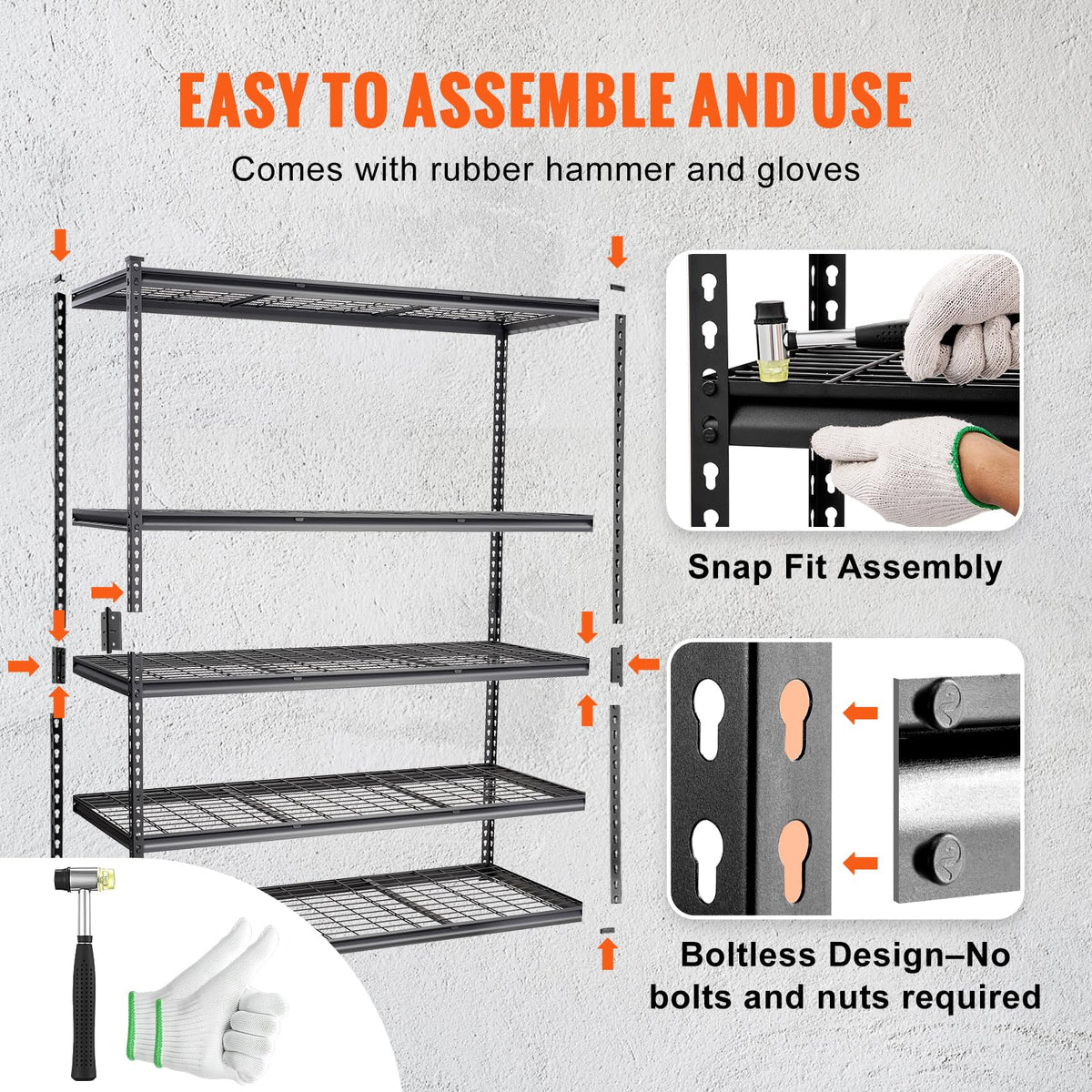 VEVOR Storage Shelving Unit 5-Tier Adjustable 2000 lbs Capacity 60"x24"x78"
