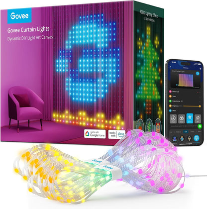 Govee Curtain Lights, Smart LED Color Changing Wall Lights, Dynamic DIY Curtain String Lights for