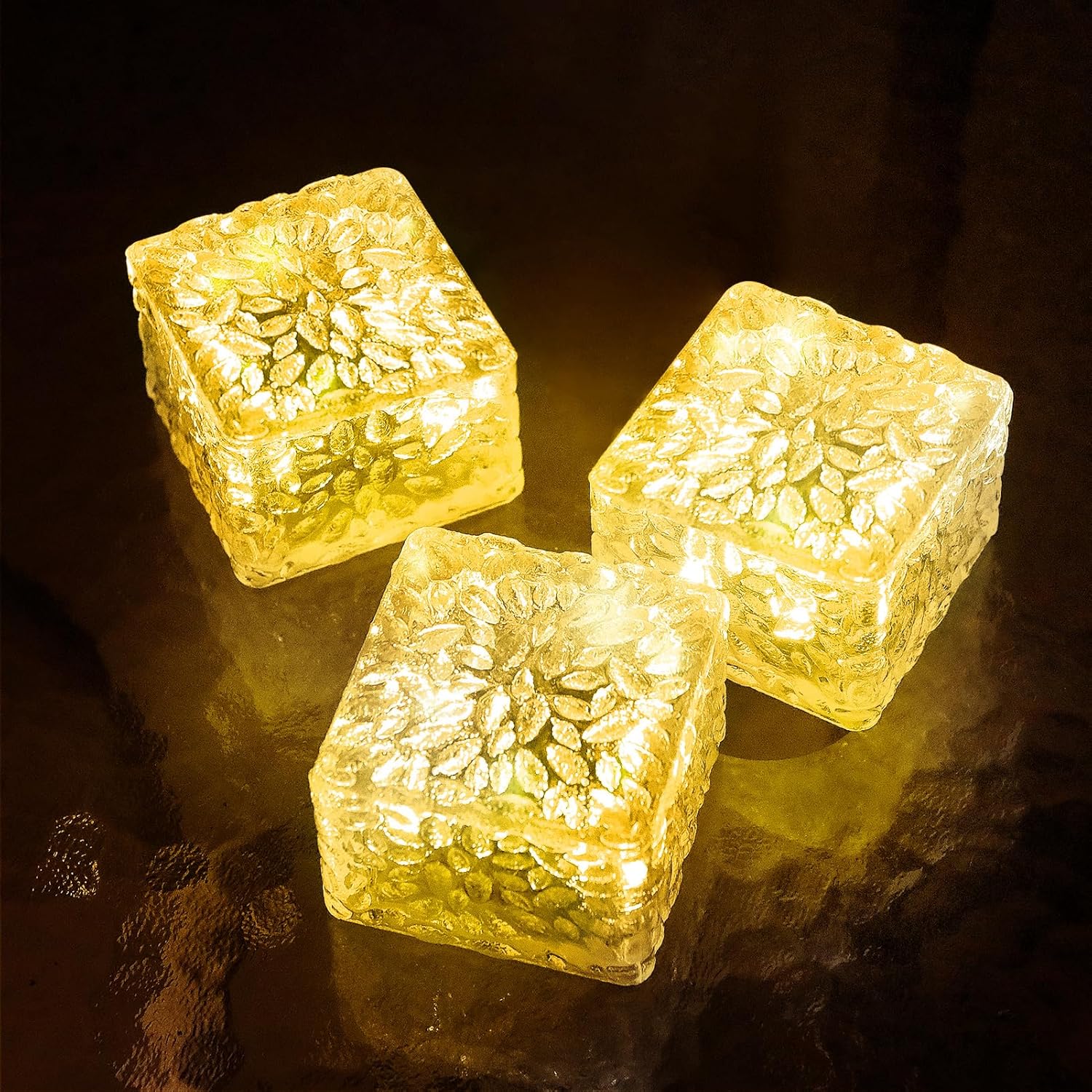 Solar Brick Lights - Outdoor Waterproof Patio & Garden Decor (3 Packs) for Patio, Yard, Walkway