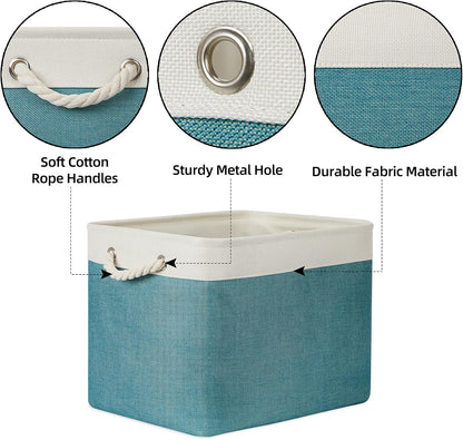 Bidtakay Foldable Storage Bins Set of 2 Tall Cloth Baskets 16" X 11.8" X 11.8" Decorative
