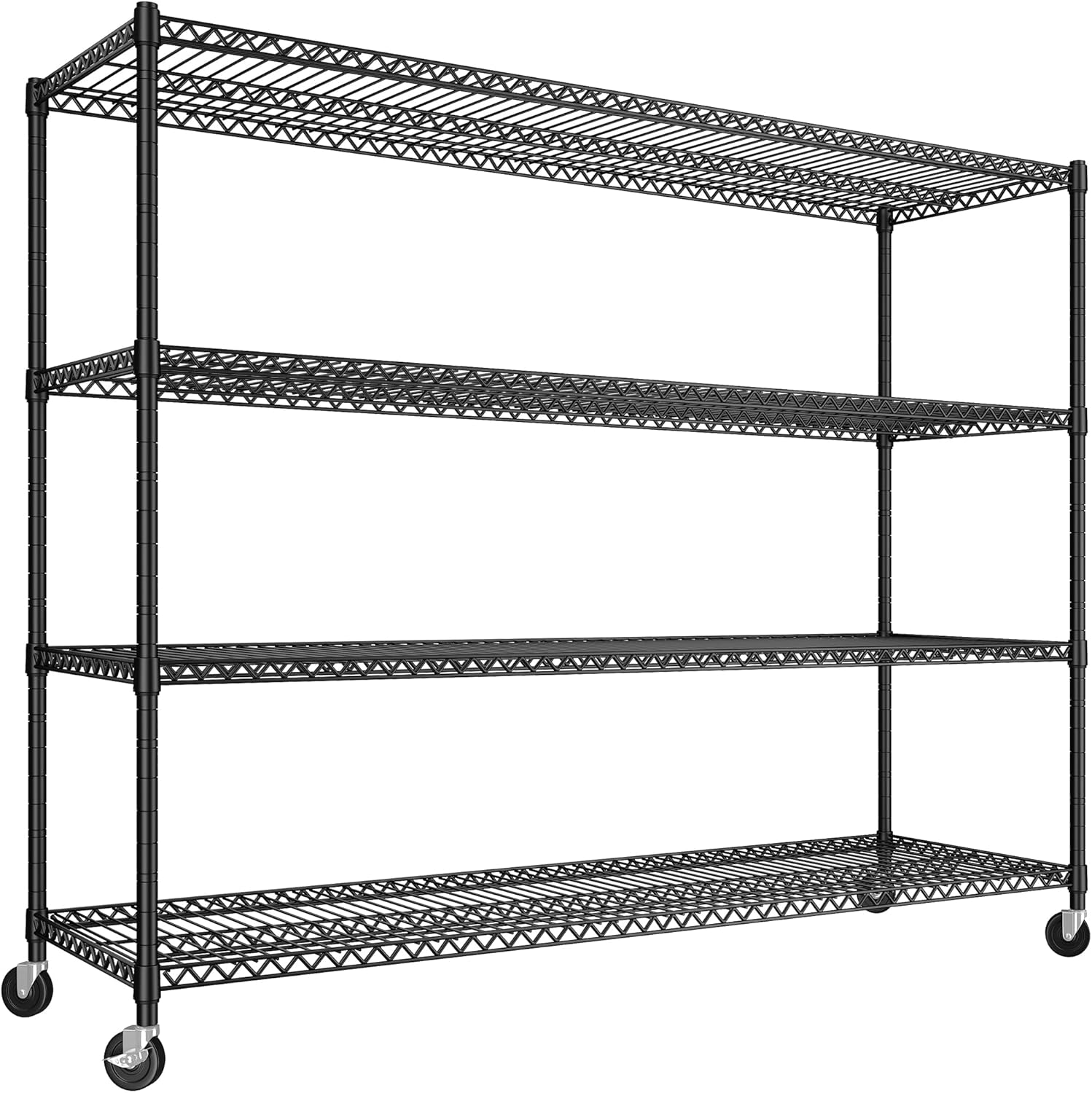 REIBII 60''W Storage Shelves 2399LBS Garage Shelving Heavy Duty with Wheels & Feet, 4 Tier Wire