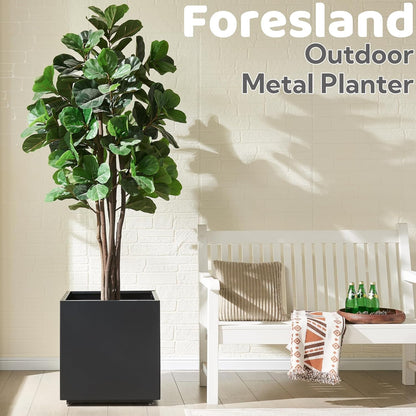 Large Metal Outdoor Planter Box 20Wx20Dx21.5H, Galvanized Steel Cube Planters for Outdoor Plants
