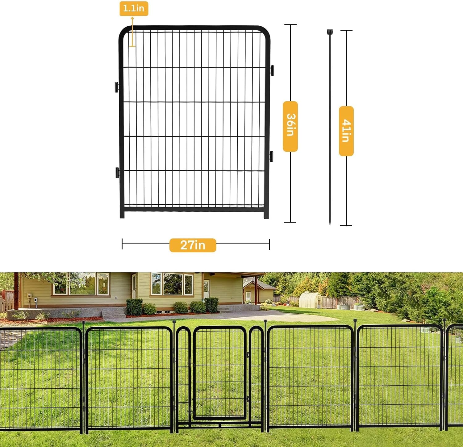 Garden Fence 36 Inch 14 Panels Without Gate, Inside and Outside, Total 31 Ft(l) Garden Fence for
